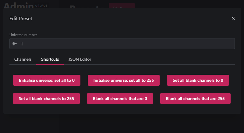 Shortcuts in sACN editing