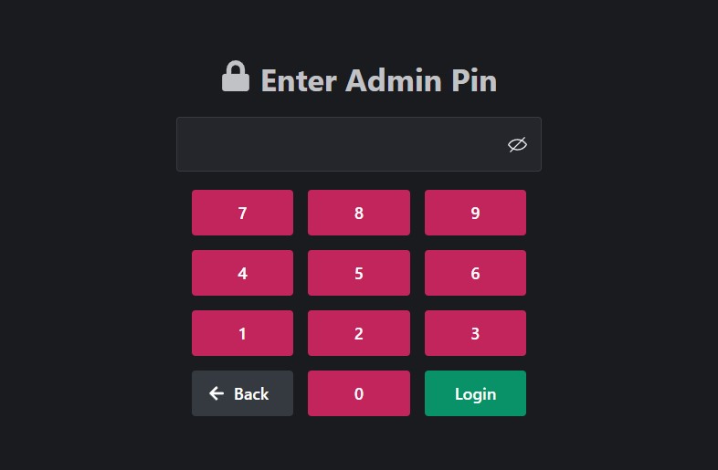 Enter Admin Pin